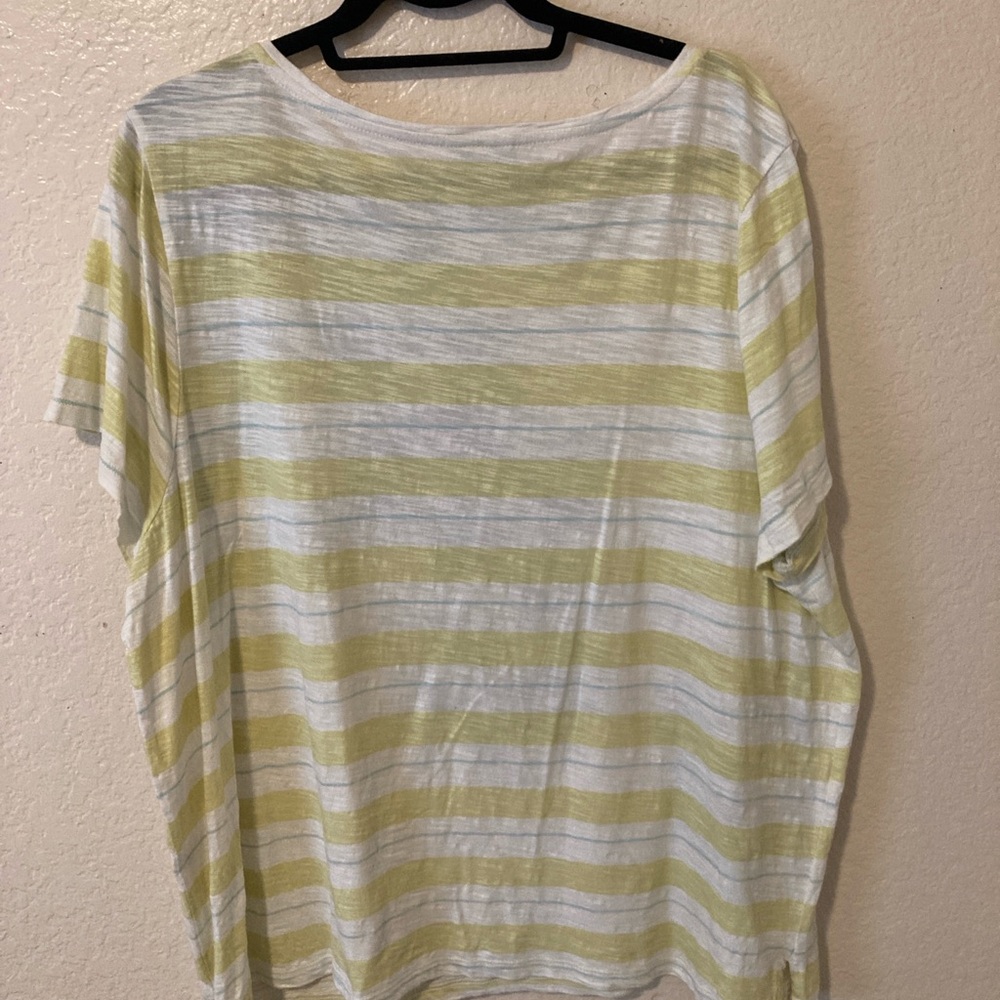 J. Jill Yellow and Cream Short Sleeve Boxy T-Shirt - Picture 2 of 3